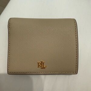 Ralph Lauren Beige Leather Wallet with Gold Logo